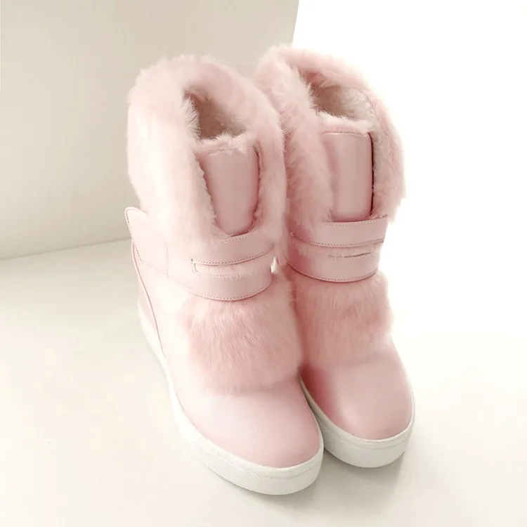 Big Size boots women shoes ankle for ladies Hair buckles add height inside the skin | Обувь