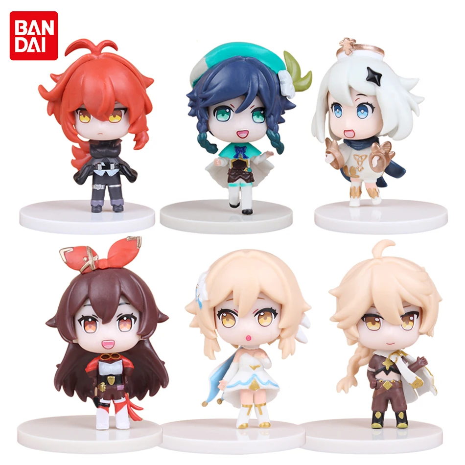 

6pcs/Set Genshin Impact Game Anime Figure Toys Kawaii Role Aether Lumine Amber Venti Diluc Paimon PVC Model Doll Gifts for Kids