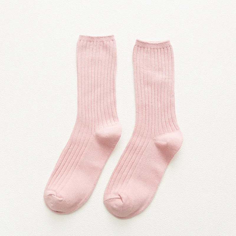 20 New Arrive Harajuku Retro Women Cotton Loose Socks for Autumn Winter In Tube Korean Pure Color Yellow Designer Christmas Cute - Цвет: 20