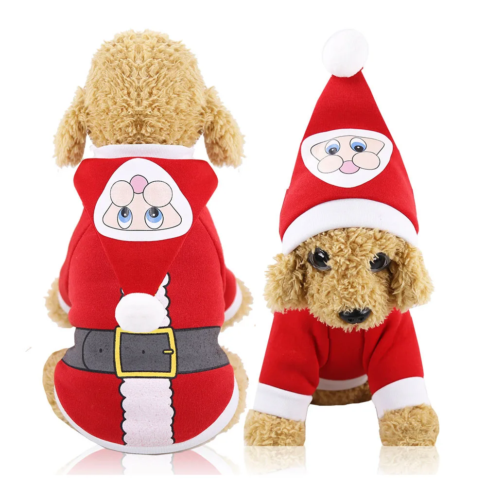 Рождественская Одежда для собак Рождественский костюм Санта-Клауса с оленем и