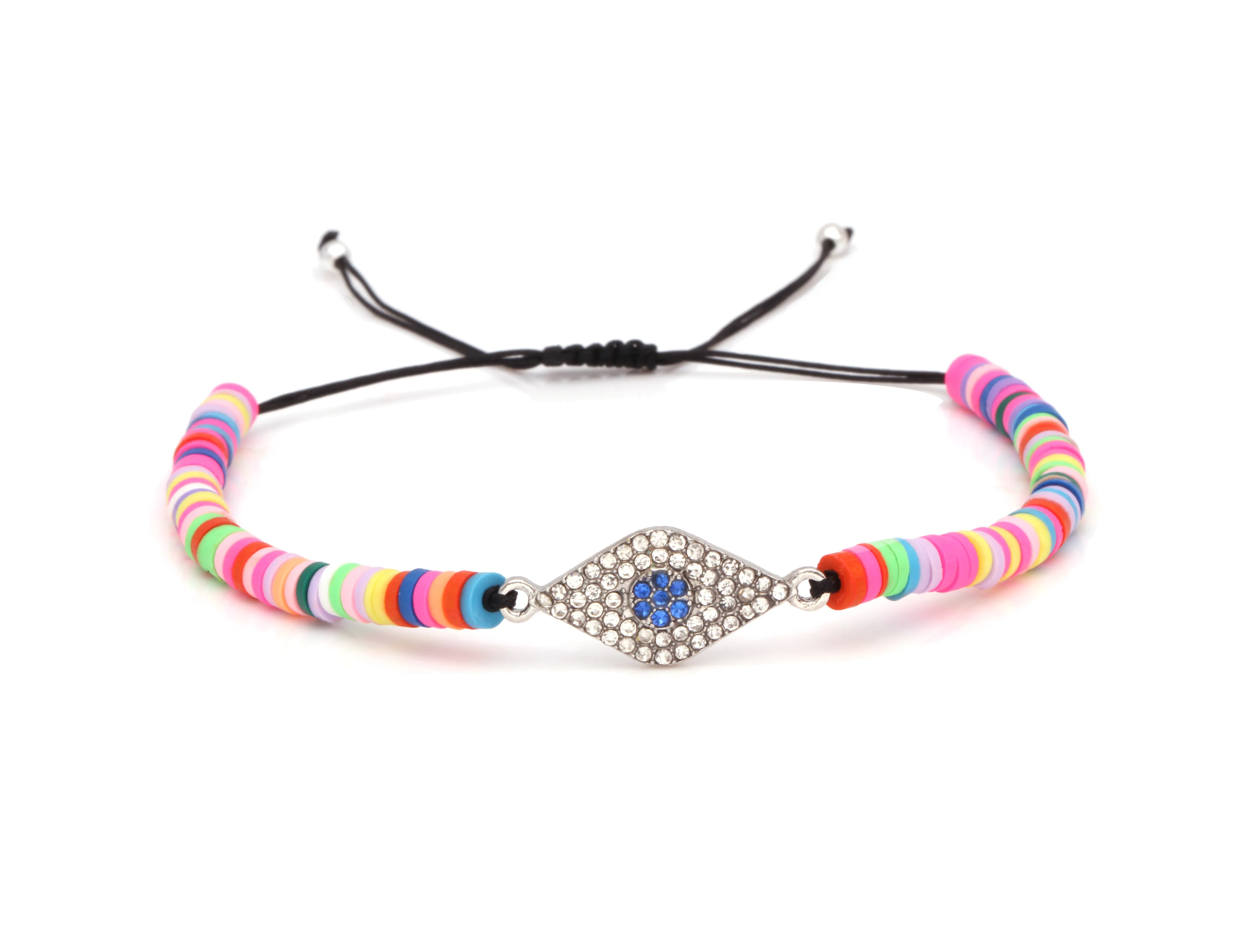 Полимерные глиняные бусы Heishi браслет из бисера черный шнур круглый зловещий глаз