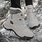 Зимние ботинки для женщин, Нескользящие ботильоны с мехом, унисекс, водонепроницаемые ботинки, женские супертеплые дизайнерские ботинки Botas Mujer