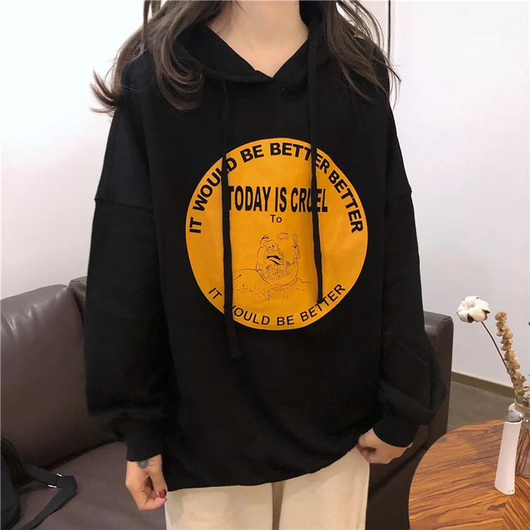 Новинка весна лето 2020 Корейская версия Свободная блузка с капюшоном в стиле