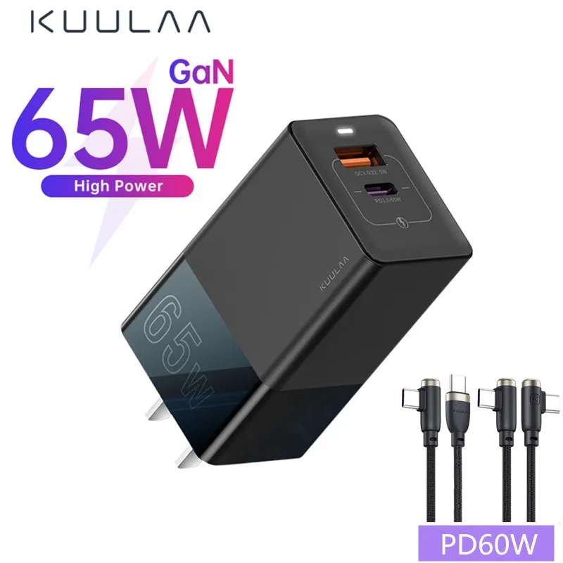 

Устройство для быстрой зарядки KUULAA GaN, 65 Вт, QC 3,0, USB Type-C, PD