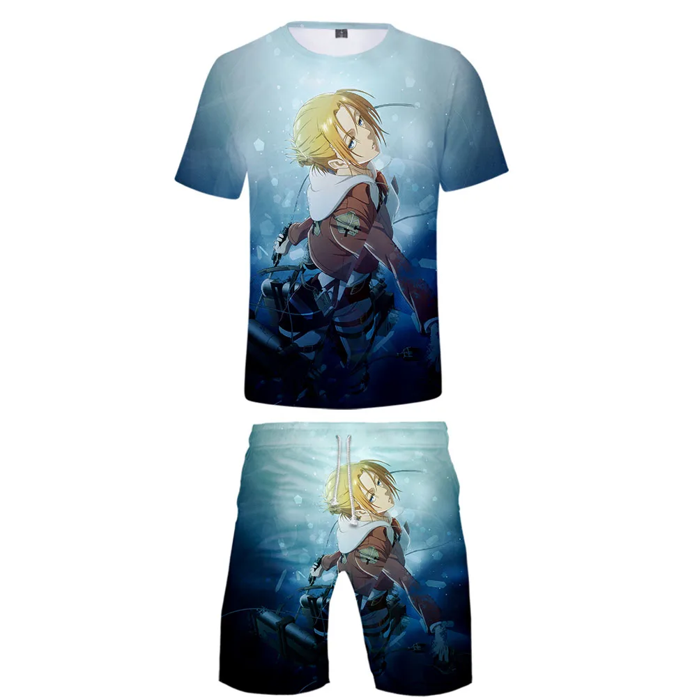 

Fashion Design Attack On Titan T-shirt 3D Tracksuit Boys/Girls Two Piece Set TShirt+Shorts Harajuku Streetwear Unisex Suit