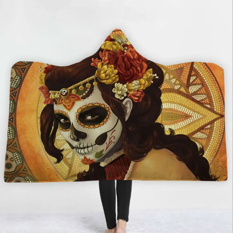 3D одеяло с капюшоном и принтом аниме мягкое пушистое для взрослых зимнее