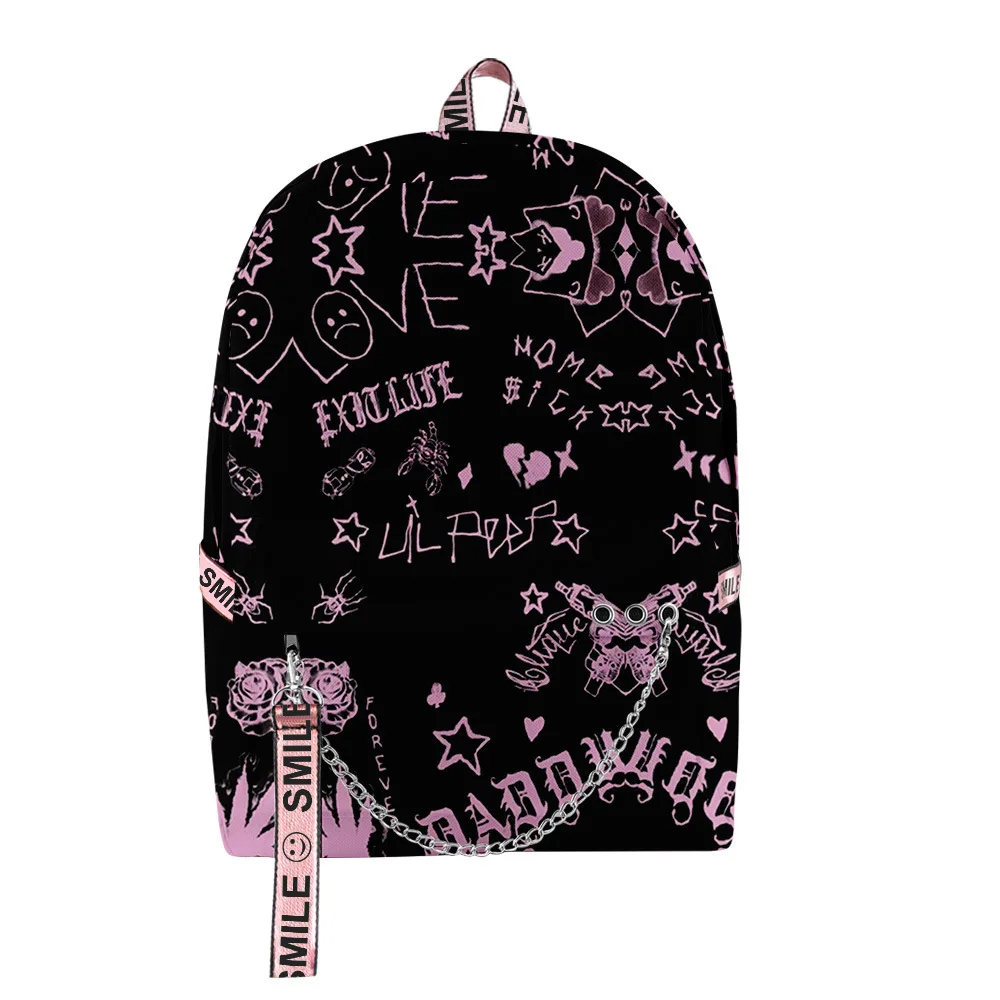 Love Lil Peep Boys Girls Teenager Backpack Bags Women Men Casual Streetwear Hip Hop Chain USB 3D Backpacks Chains Harajuku Bags