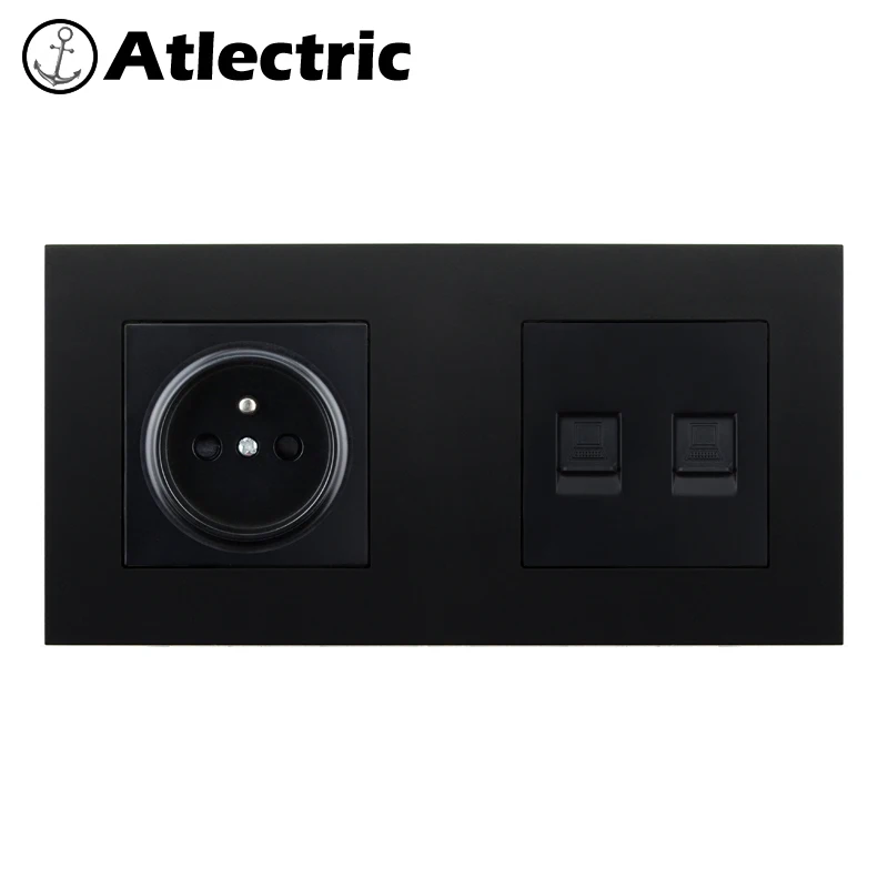 Atlectric FR Стандартный разъем пластиковый блок розеток RJ45 розетка компьютерный порт данных розетка двойной RJ45 с тв двойной выход розетки