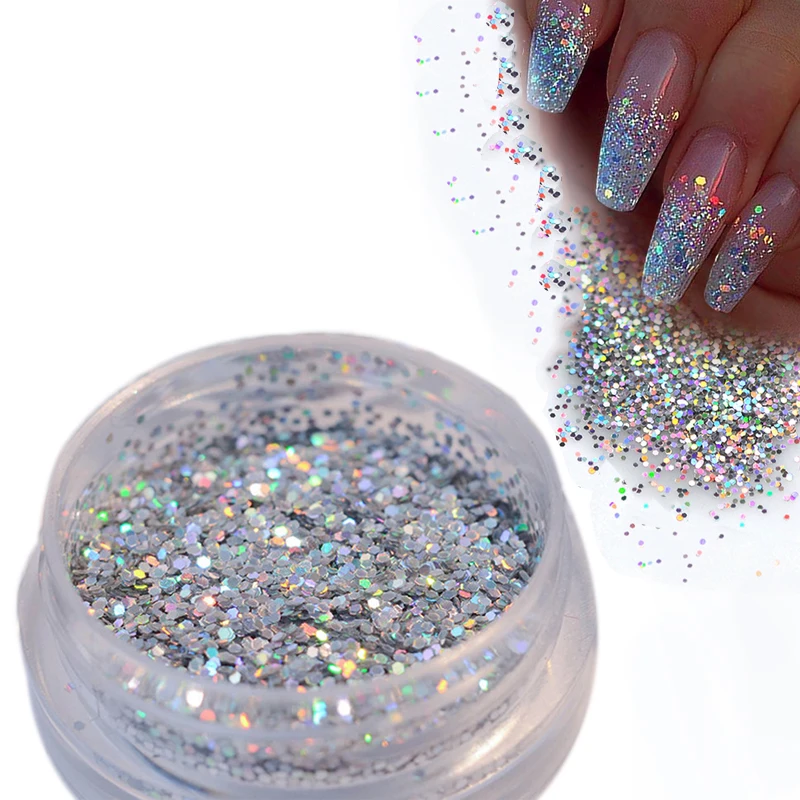 Новый 1 коробка мини шестигранной Форма Лазерная блестящие для дизайна ногтей