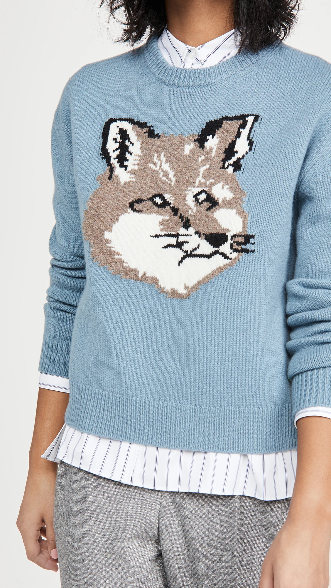 Новинка Осень-зима 2021 пуловер унисекс с большой лисьей головой свитер | Женская