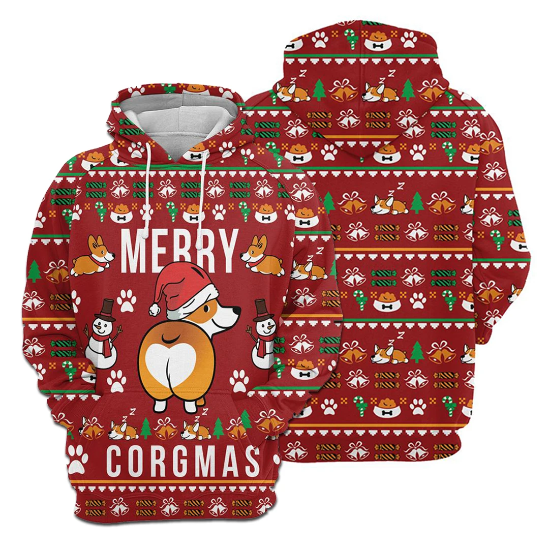 

Dark Plstar 3D Printed Christmas Corgi Pet Gift Xmas Harajuku Streetwear Pullover Unisex Hoodies/Sweatshirt/Zip
