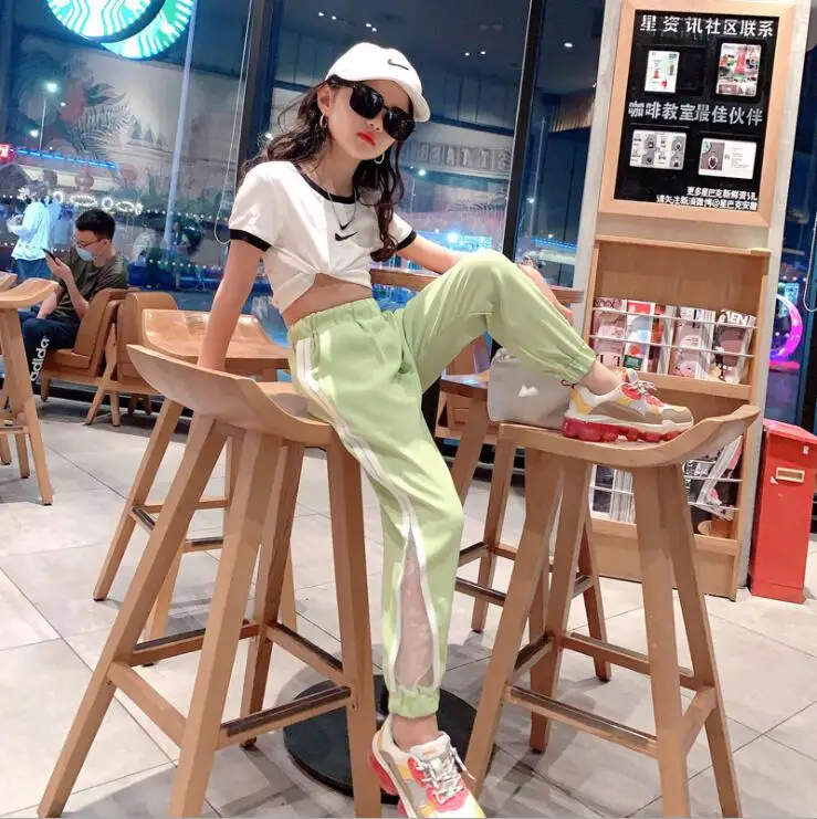 Baby Girls Sweaterpants Ultra-thin Hip-hop Pants for Girl Children Sport Kids Trousers Clothing 6 8 10 12 Year | Мать и ребенок