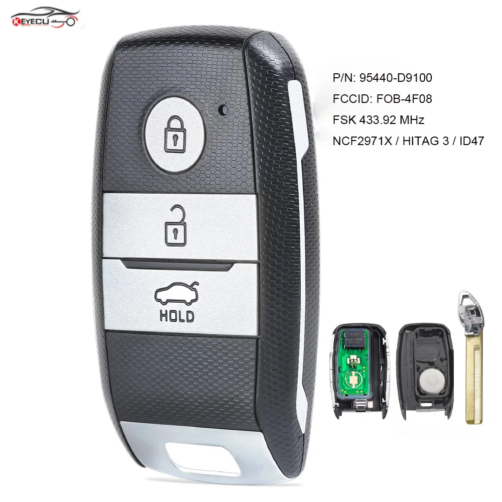 

KEYECU безключевой Go Smart дистанционный ключ-брелок от машины 433 МГц ID47 для KIA Sorento 2017 2018 P/N: 95440-C5600