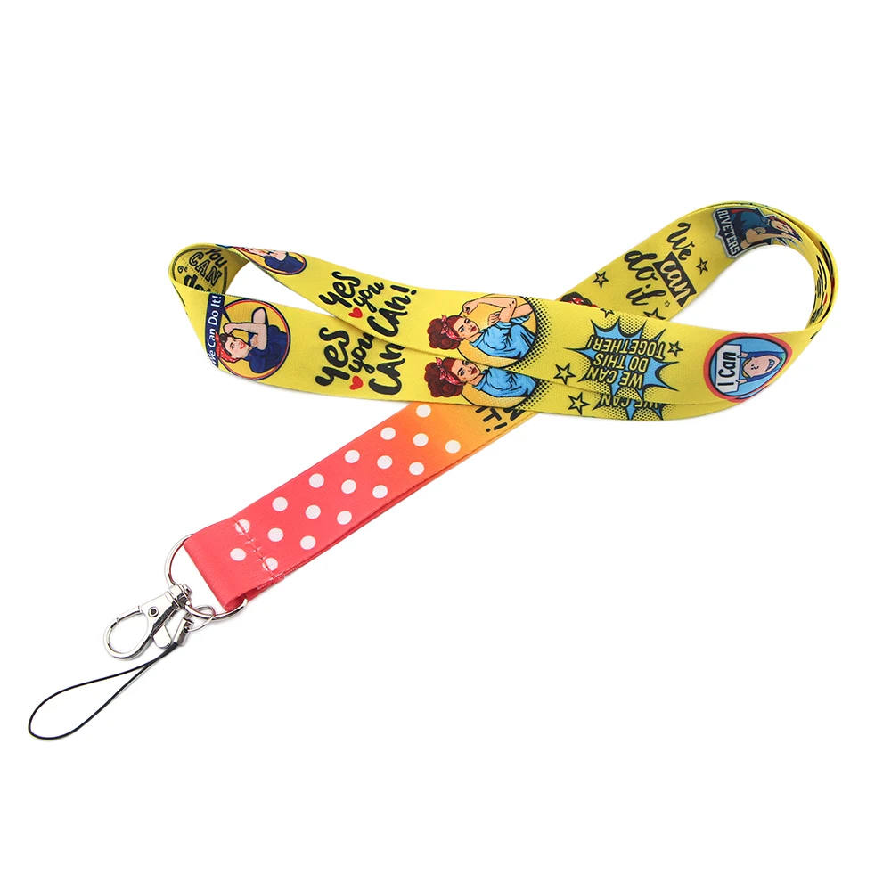 

SP438 Feminism Cartoon Lanyard For Key Cool Hang Ropes Phone Badge Holder Neck Straps Gift For Women