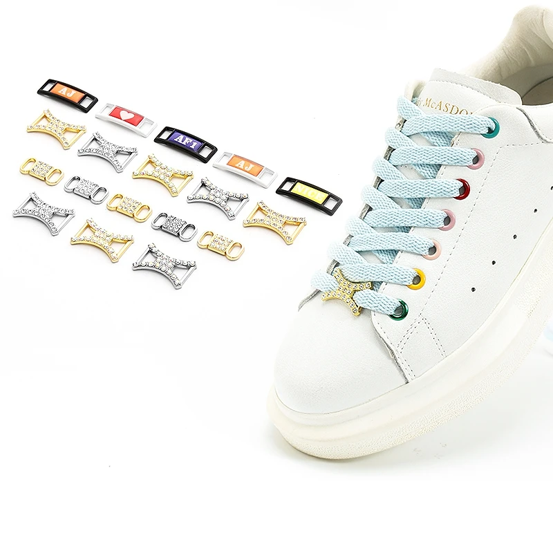 1 Pair Shoe Decorations Shoelaces Buckle AF1Sneaker Kits Metal Lace Buckle DIY Rhinestone Solid Metal Kits Shoe Accessories