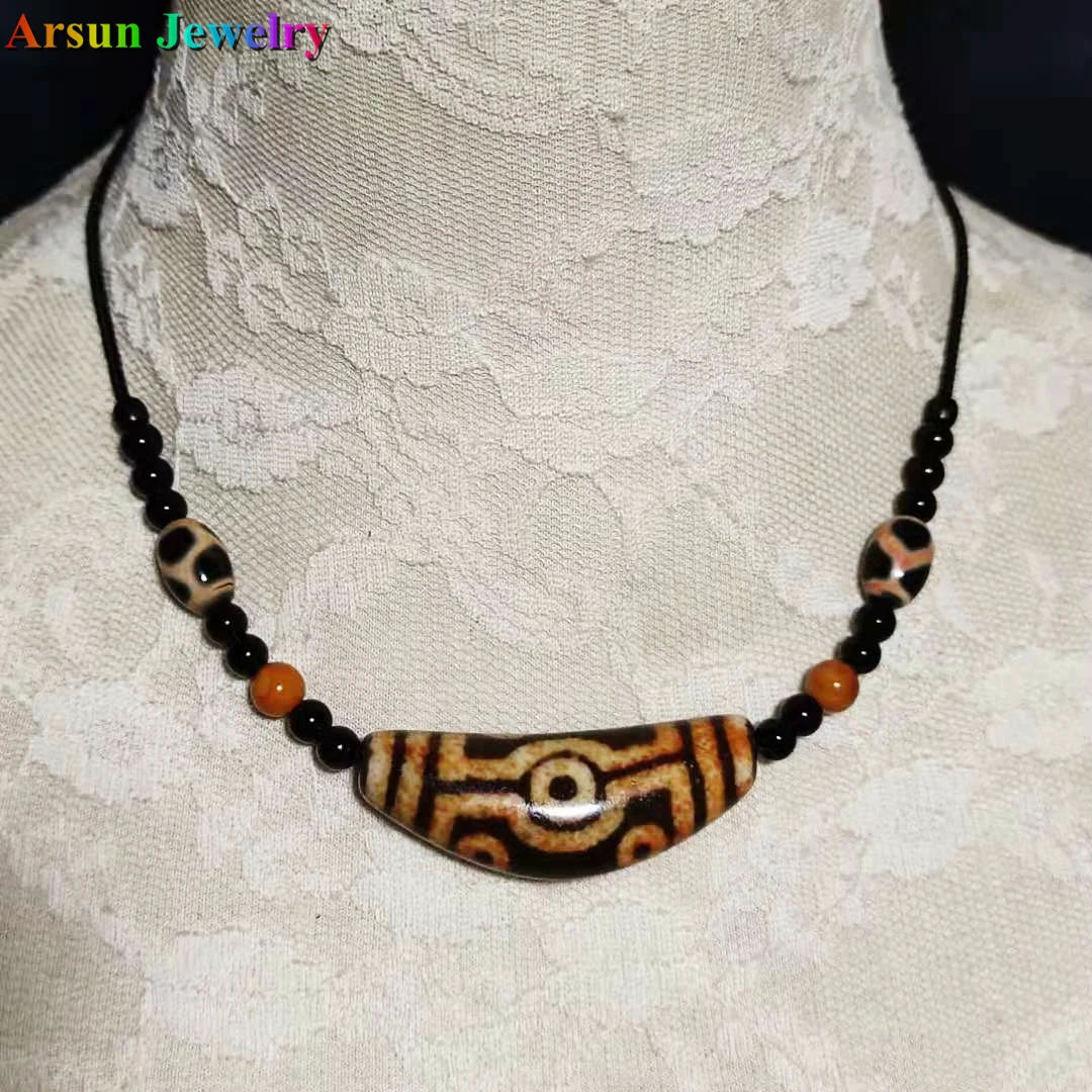 

Тибетская черепаховая Черепаха/7/9 глаз Тотем Луна в форме агата Dzi янтарь S925 Соединительная Пряжка из бисера мужской и женский Амулет ожерелье