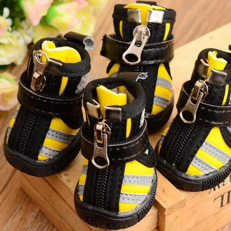 4 шт./компл. нескользящая обувь для собак в полоску спортивные ботинки осенне