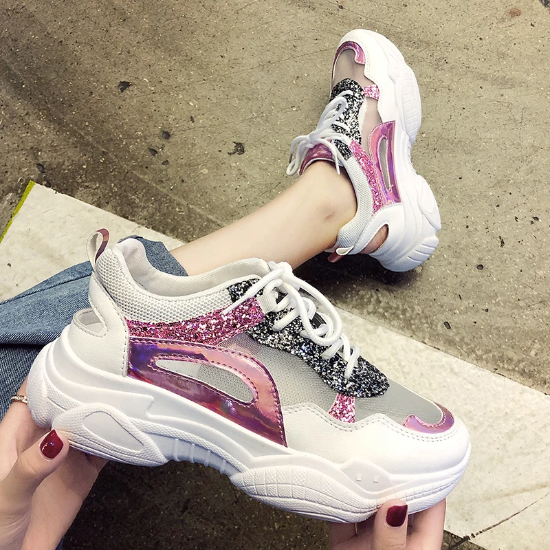 Женские кроссовки модная обувь женская на каблуке и платформе дизайнерская