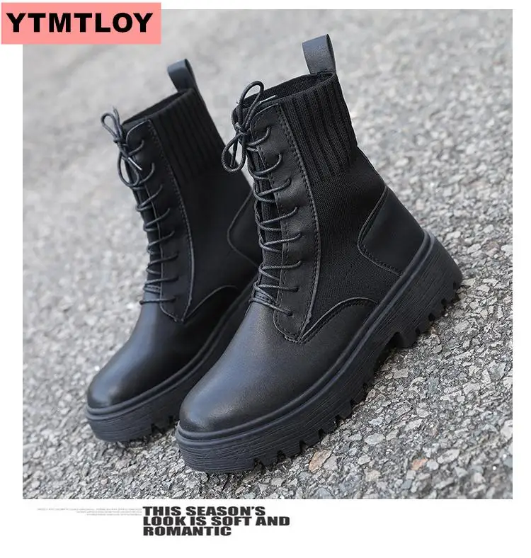 Кожаные женские Ботинки Martin модная зимняя теплая обувь мотоциклетные ботинки на