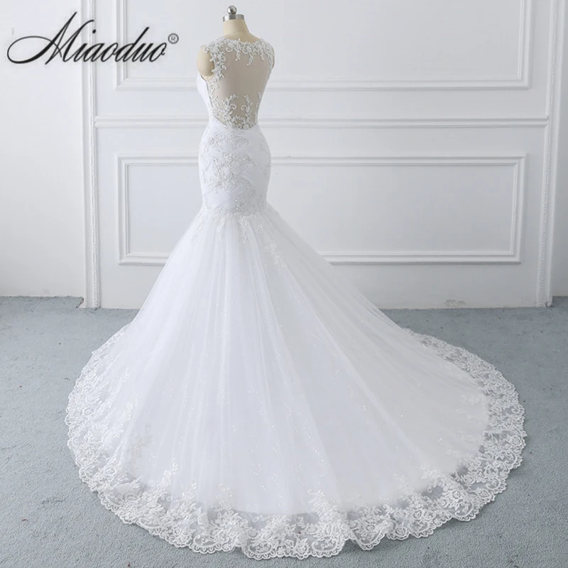 Miaoduo vestidos de novia Tank Illusion Back Appliques кружевные свадебные платья длинный халат de mariage Ghana Новое свадебное платье русалки