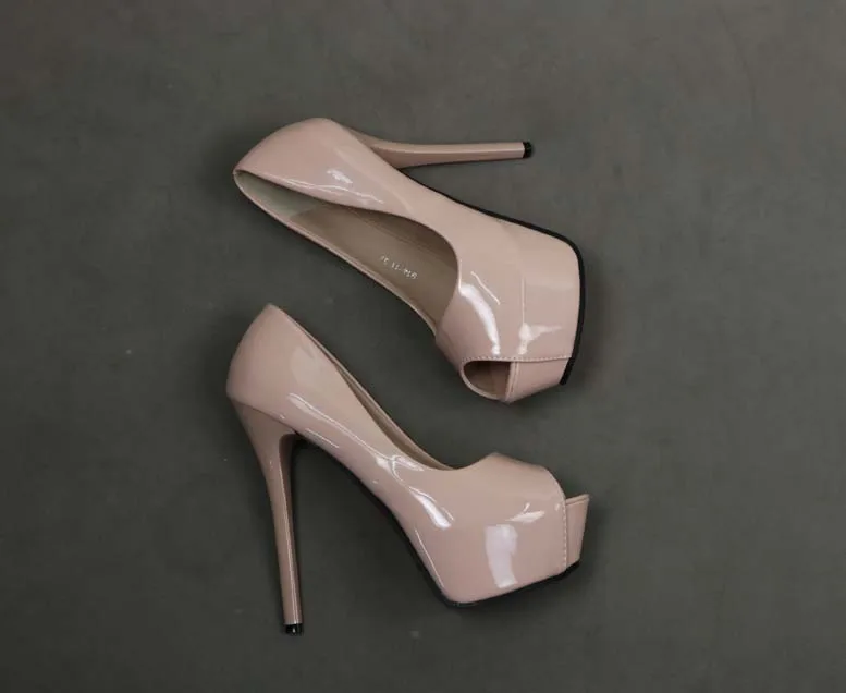 Женские туфли на шпильке 14 см модельные лодочки очень высоком каблуке с открытым