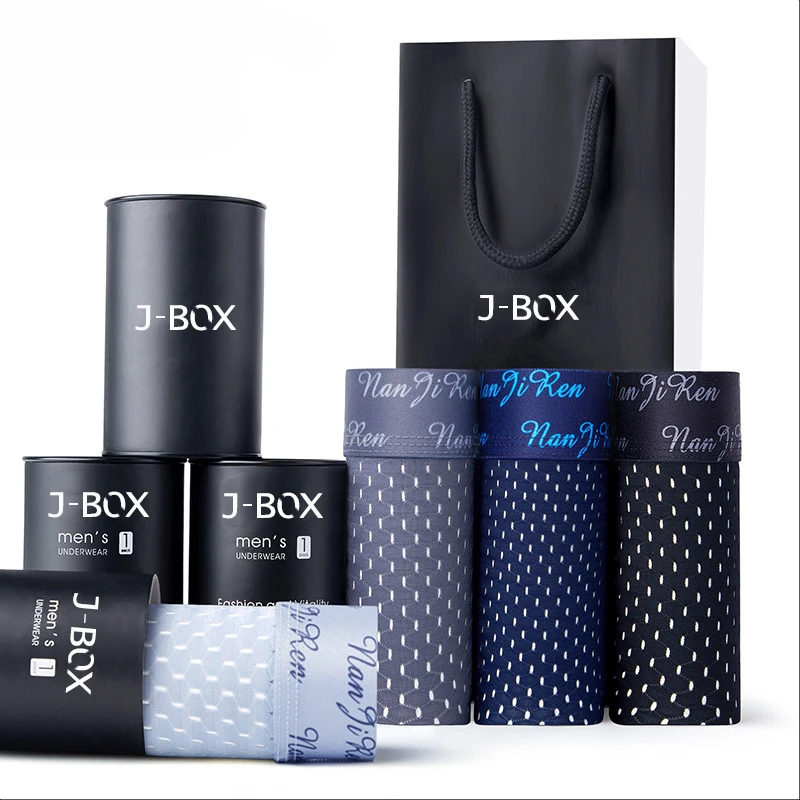 J BOX 4 шт./лот Мужские дышащие боксеры длинные шорты сексуальные трусы мужское
