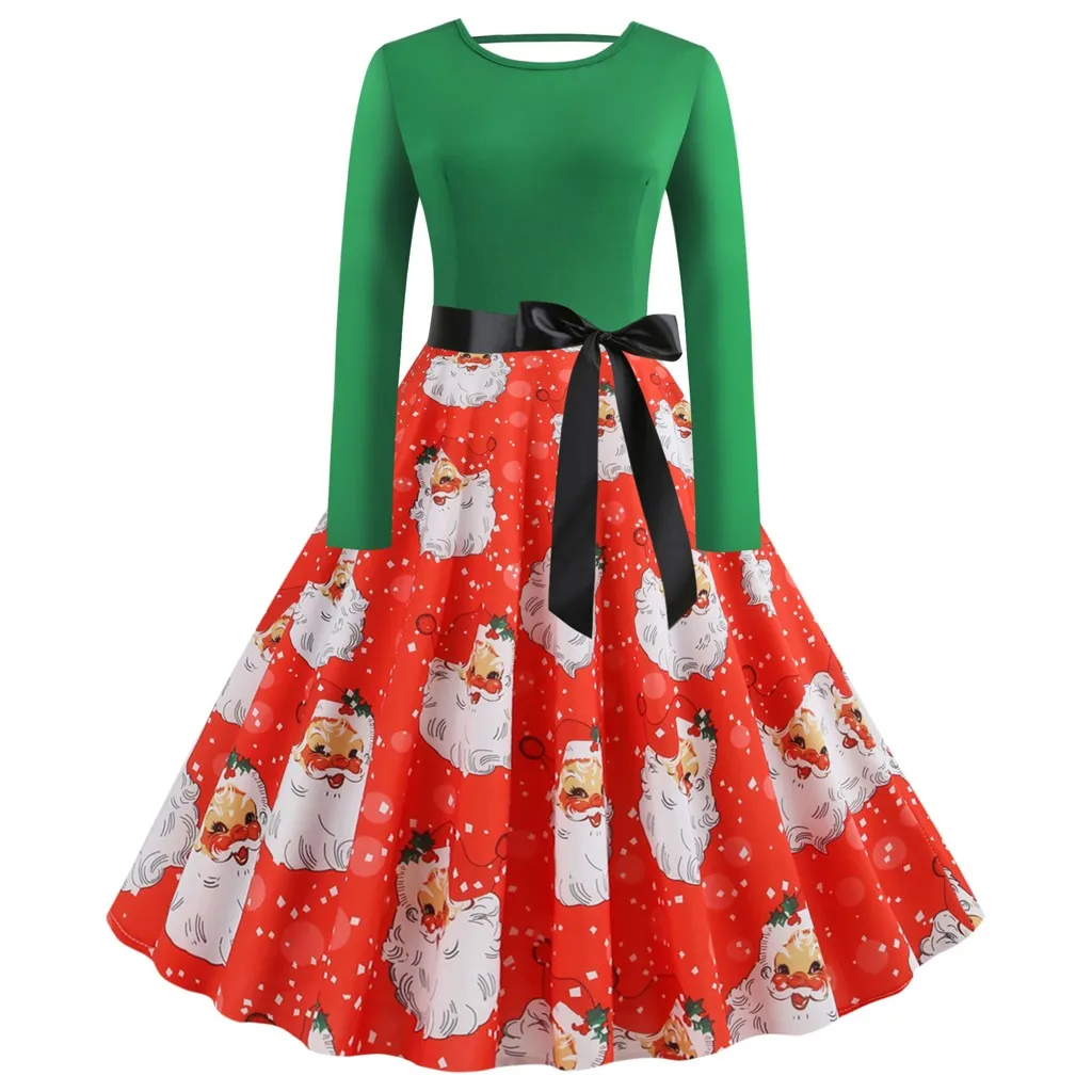 Womail осеннее женское рождественское платье Новогоднее праздничное с длинным