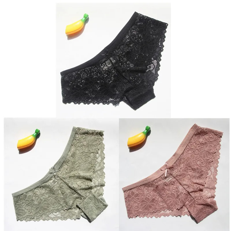 black green pink 3 шт./компл. Сексуальное Женское кружевное нейлоновое дышащее нижнее белье прозрачные трусы трусики сексуальное женское нижнее белье плюс размер hphp15 - Цвет: black green pink