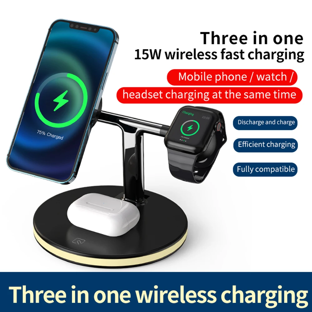 

Беспроводное зарядное устройство 3 в 1, 25 Вт, магнитное, для iPhone 12 Mini Pro Max, для Apple Watch/Airpods Pro