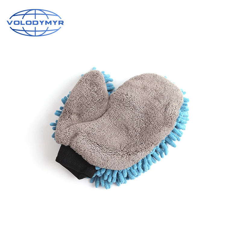 

Chenille Coral Velvet Glove Microfiber Car Window Cleaner Blue Wash Mitt Duster for Detail Detailing Car Wash Auto Cleaning