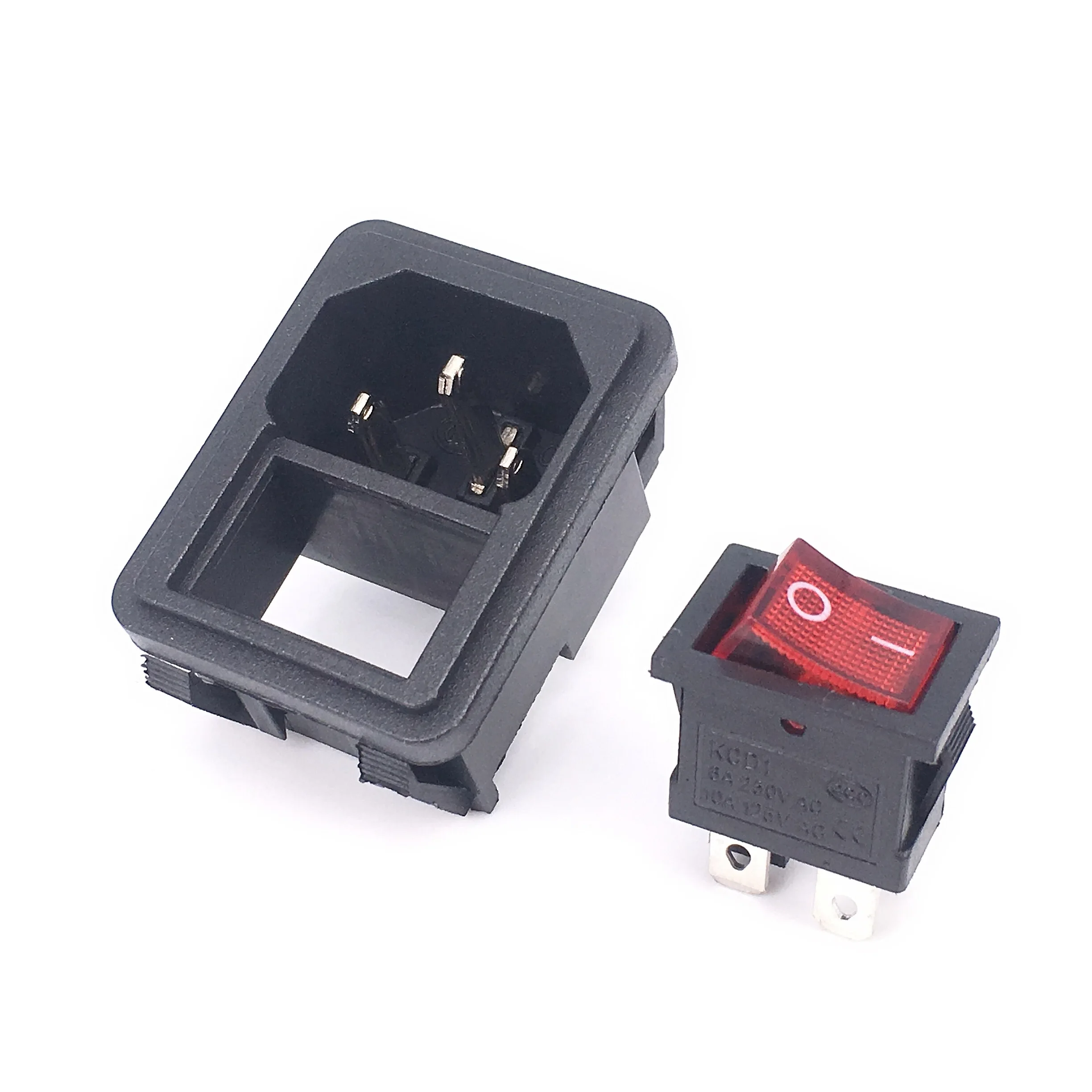 1PC Mains AC Power Cord Inlet Receptacle socket With ON OFF Rocker Switch 250V 10A IEC 320 C14 CCC CE | Электроника