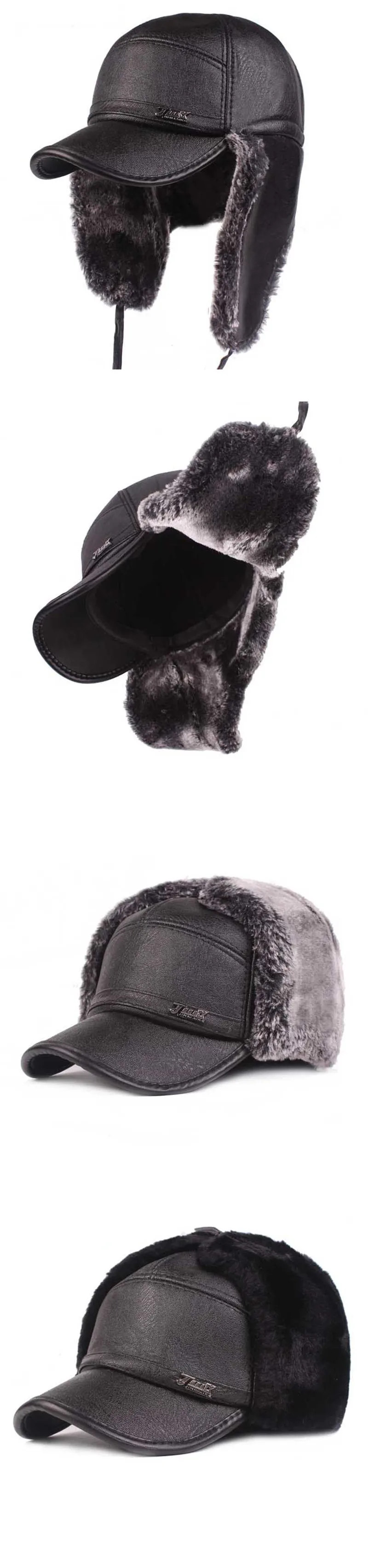 SILOQIN Dad's Hats Winter New PU Men's Hat Thick Warm Baseball Caps Middle-aged Leather Caps Plus Velvet Earmuffs Brands Hats