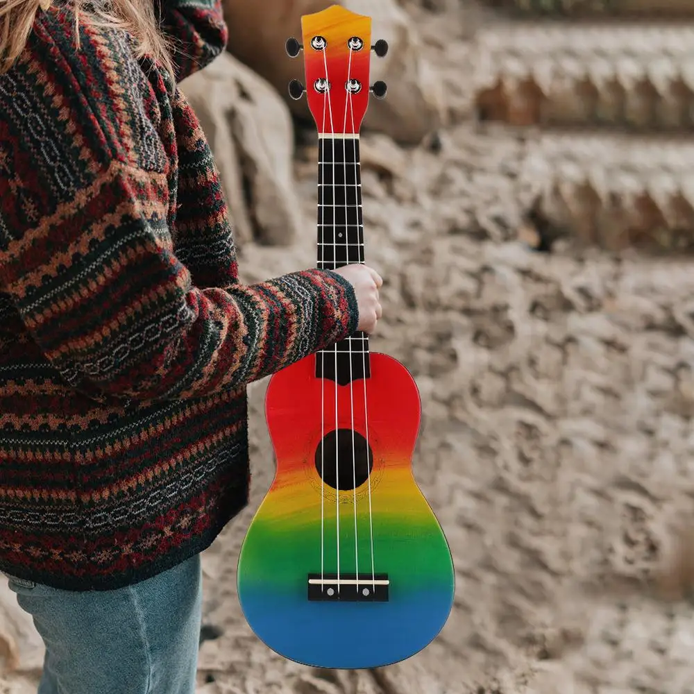 

Beautiful Ukulele Black Soprano 4 Strings Assemble Beginner Draw Uke Hands-On Ability Hand-Painted Combo Delicate Children