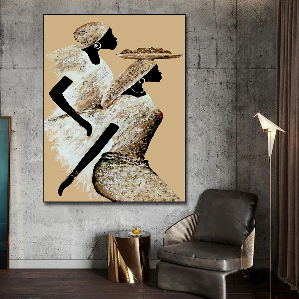 

Abstract African Women Painting Wall Art Pictures New Figure Posters and Prints Aty Work For Living Room Home Decoration