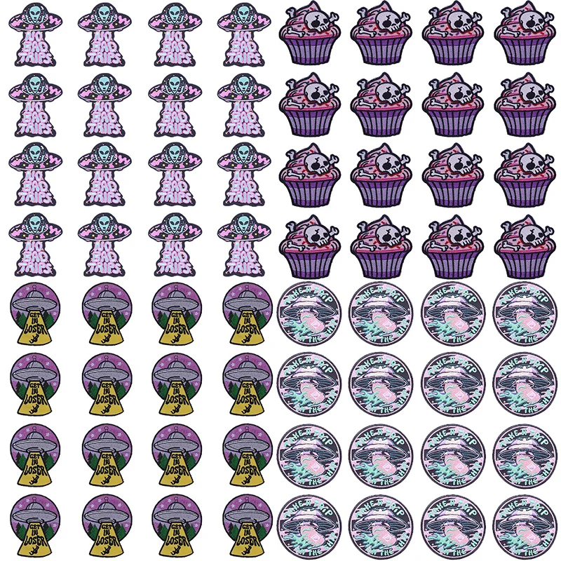 

Prajna 10 PCS Wholesale Space Alien Embroidered Patches For Clothing Planet Iron On Patch On Clothes T-Shirt UFO Patch Stickers