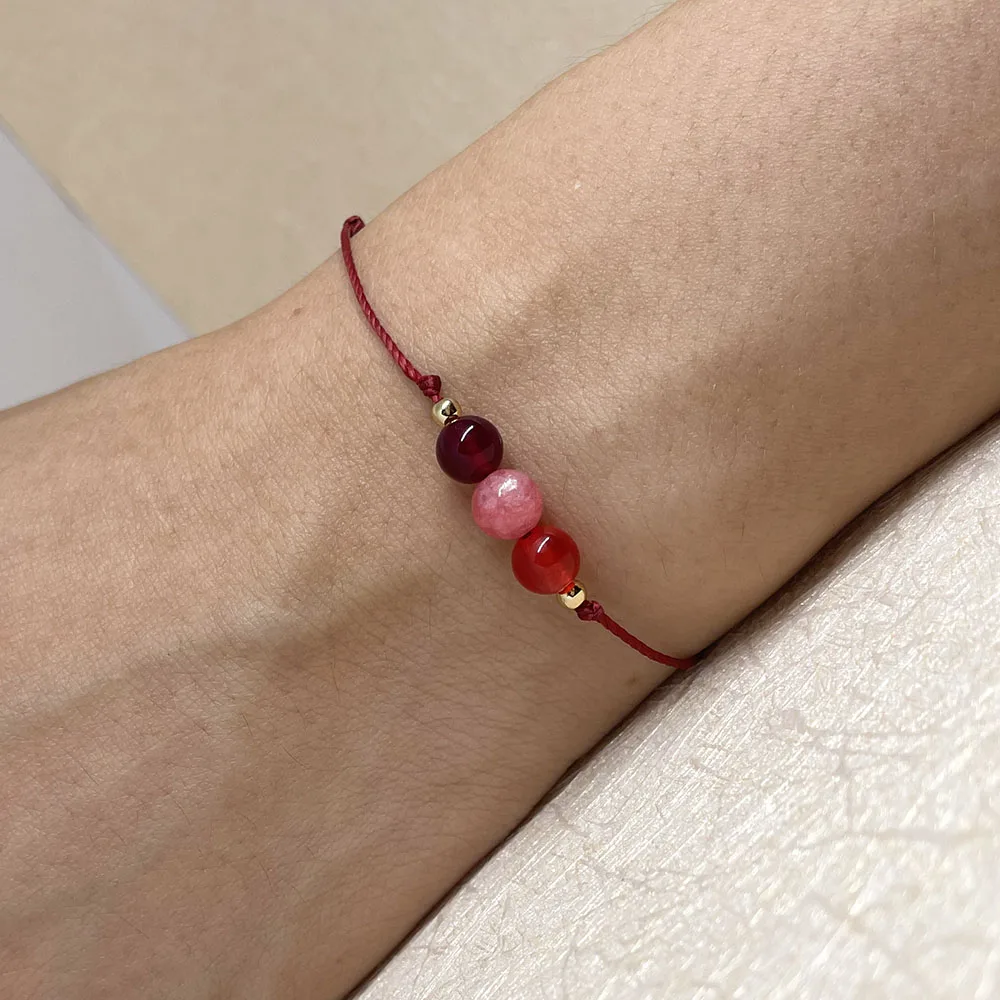 Женские браслеты из ниток с сердоликом для девочек минималистичные украшения