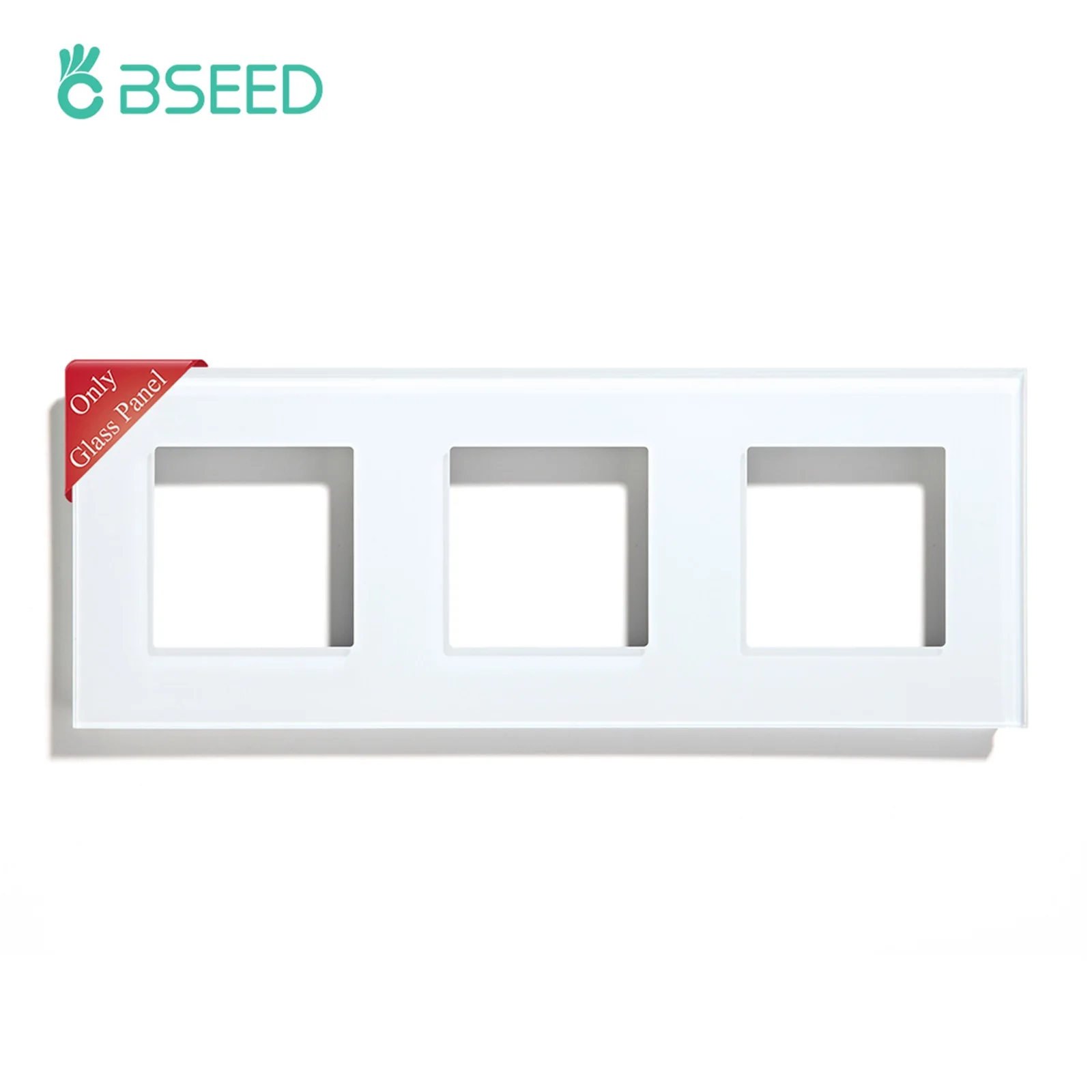 

Bseed Triple Glass Frame 228 mm EU Standard Pearl Crystal Glass White Black Glod Grey For Wall Socket Plug