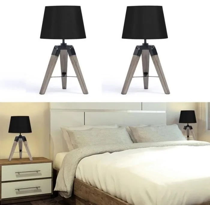 

2 PCS Solid Wood Tripod Standing Lamp For Living Room Bedroom Floor Lamp Art Deco Stand Bedside Lamp Table Lighting Fixtures HWC
