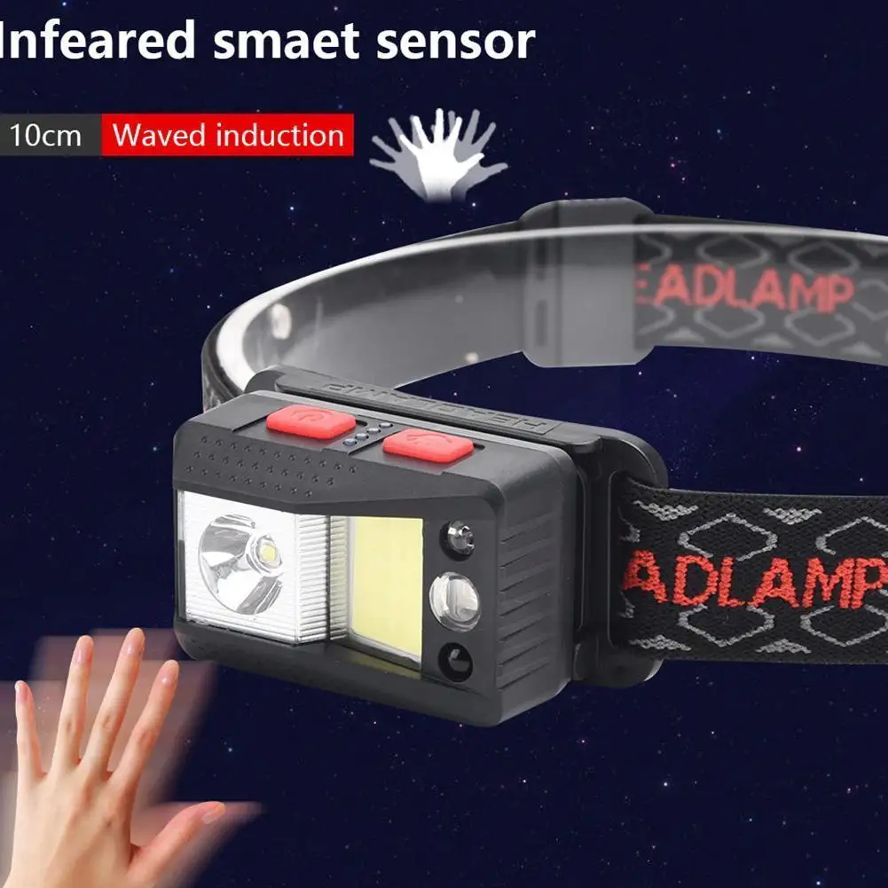 

Waving Sensor COB Headlight XPG COB RGB Powerful LED Waterproof Cycling Headlight Headlamp Torch Rechargeable Head USB Camp N9D1