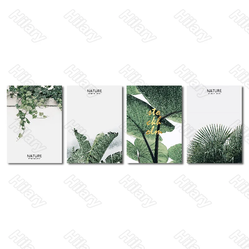 

Poster Green Leaves Plants Letters Nature Canvas Painting Posters Wall Art Home Decoration for Living Room and Bedroom 1Pcs