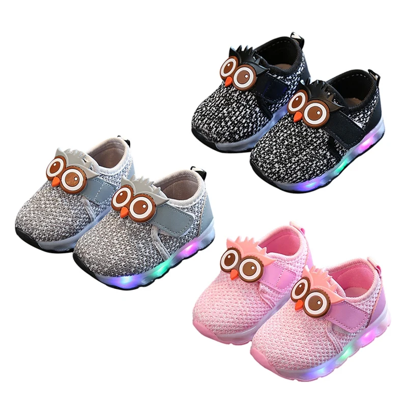 

Children Shoes Baby Boys Girls Breathable Anti-Slip Cartoon Shoes LED Sneakers Toddler Soft Soled First Walkers