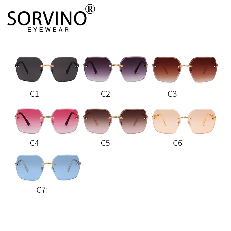 Женские очки от солнца SORVINO оранжевые квадратные в стиле ретро роскошные