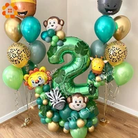 3530pcs jungle safari animal party balloons set with green digital balloon for kids birthday party decoration forest supplies