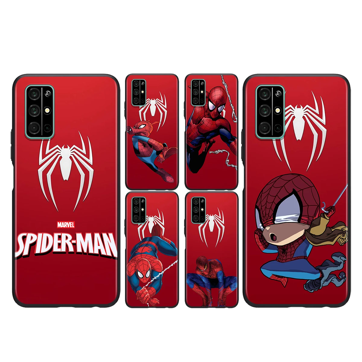 

For Honor Play 3E 8S 8C 8X 8A 8 7S 7A 7C MAX Prime Pro 2019 2020 Black Phone Case Marvel hero Spider-Man Soft Silicone Cover