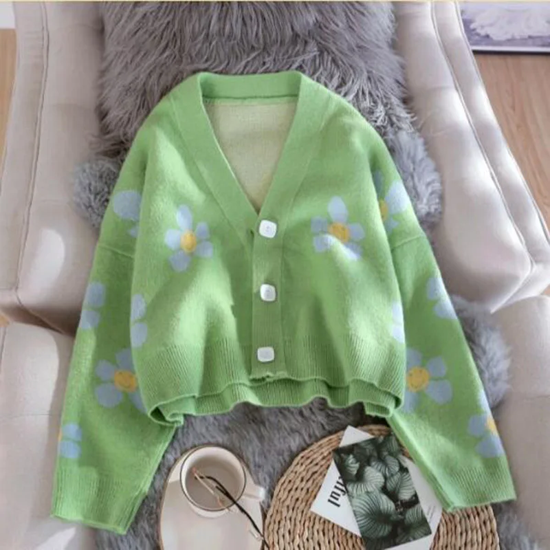 

Кардиган женский вязаный, свободный, с принтом, в Корейском стиле, зима 2020