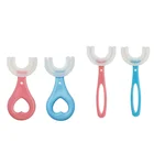 зубная щетка зубная щетка для детей для новорожденных Детская зубная щетка U-образной формы, зубная щетка с ручкой, Силиконовая зубная щетка для ухода за полостью рта для малышей от 2 до 12 лет