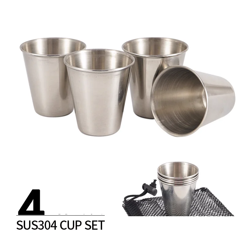 

4-6pcs/Set Portable Stainless Steel Portable Cup 70ml Mini Cups Outdoor Practical For Whiskey Wine Cups Portable Set For Travel