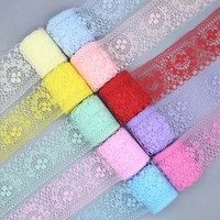 10 yardslot lace ribbon tape white lace trim diy embroidered for sewing decoration african lace fabric ribbon 40mm wide