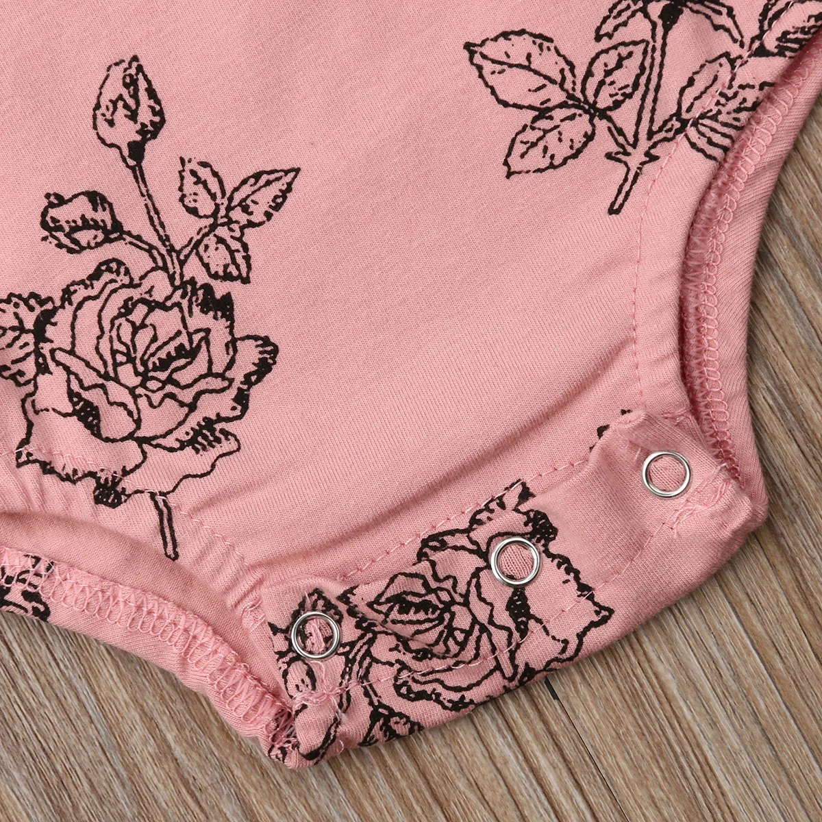 

0-18M Baby Cotton Floral Bodysuit Babies Kid Girl Floral Long Jumpsuit Bodysuits Clothes Outfits Sunsuit Set