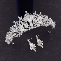 wedding crown earrings sets bridal tiara crystal rhinestone crown hair jewelry for queen headdress pageant prom head ornaments